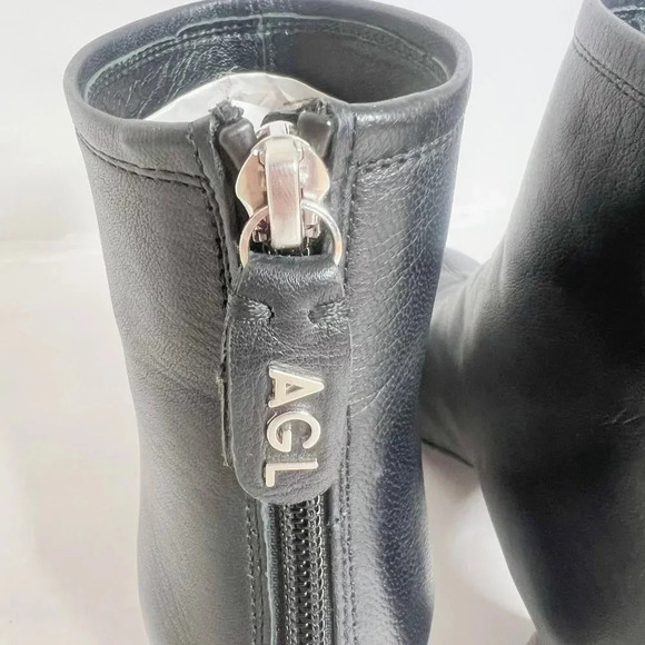 AGL Veta Precious Black Leather Ankle Boot With Tortoiseshell Heel Size 5.5 - Picture 6 of 12